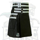 Stylish Black Utility Kilt with White Nylon Straps – Modern Functional Kilt